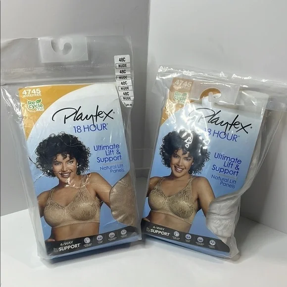 Playtex 18 Hour Ultimate Lift & Support Bras - Nude or White 48C NWT