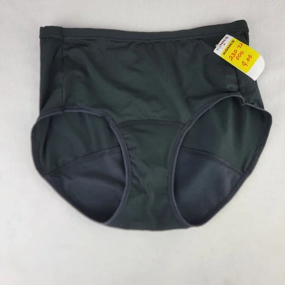 Hanes Women Black Light Absorbency Period Underwear Briefs Sz 7 L High Rise NEW