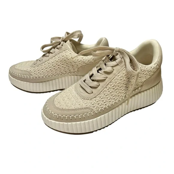 DV Dolce Vita Fredi Sandstone Ivory Cream Woman's Platform Sneaker Sz 8.5 Preppy
