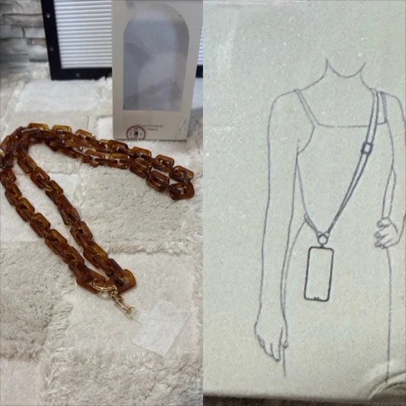 MACRAE & Co Tortoise Shell Acrylic Phone Crossbody Chain