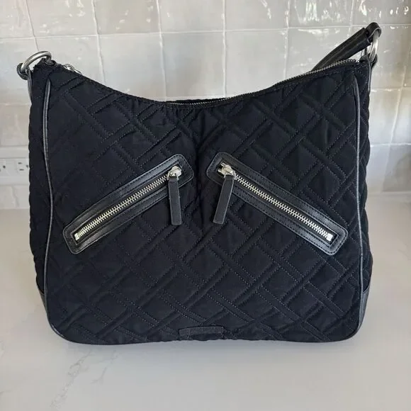 Vera Bradley Vivian Hobo Bag‎ Quilted Black Purse