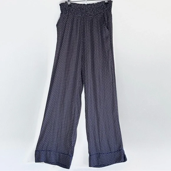 Aerie Silky Boho Pajama Bottoms M Navy Dot American Eagle