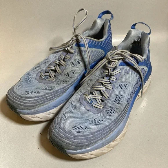 HOKA ONE ONE Bondi 6 Shoes Womens Size 10 Blue Running Mesh Road Sneakers