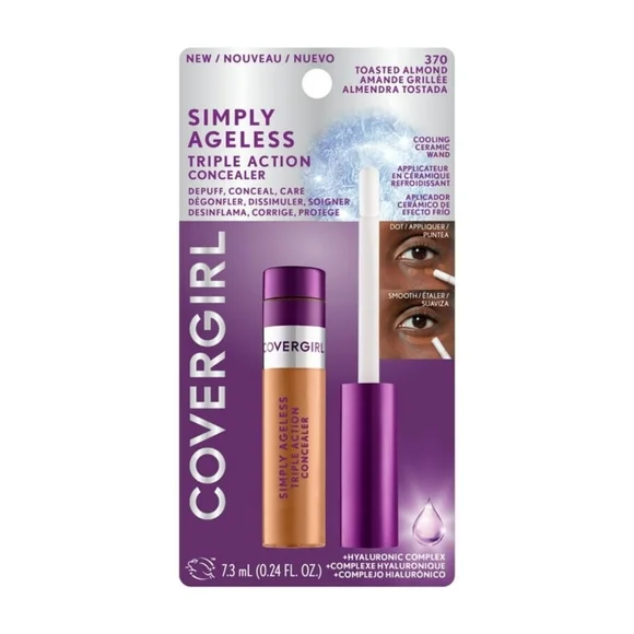 2 x Covergirl Ageless Under-Eye Filler Brightener Concealer, 370 Toasted Almond