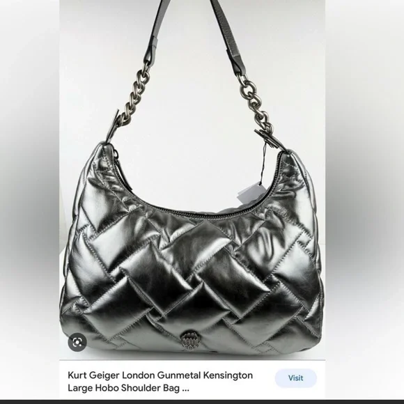 Kurt Geiger Kensington gunmetal quilted hobo bag