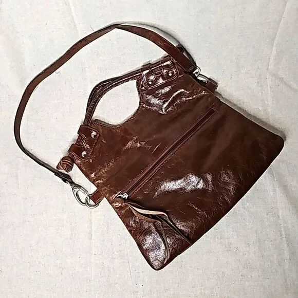 ILI Genuine Leather Brown Hobo Bag Distressed Handbag or Shoulder Strap