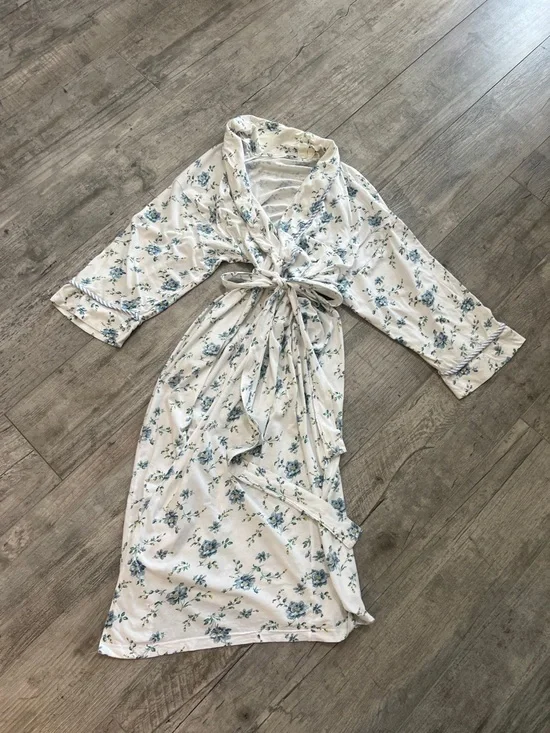 Vintage Victoria’s Secret Wrap Floral Maxi Bridal 100% Cotton Cottagecore Robe