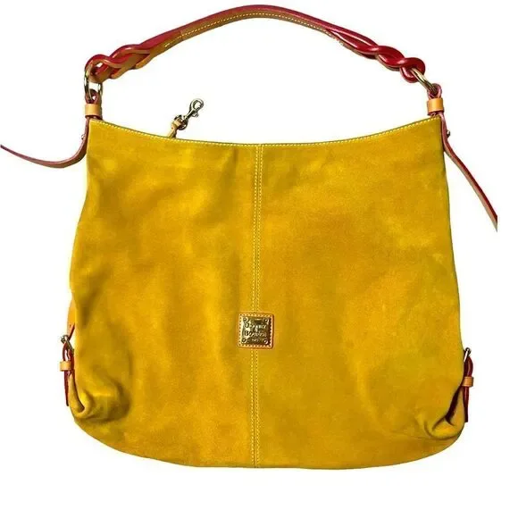 Vintage Dooney & Bourke Oversized Golden Suede Hobo Shoulder Bag Pre-Loved Cond
