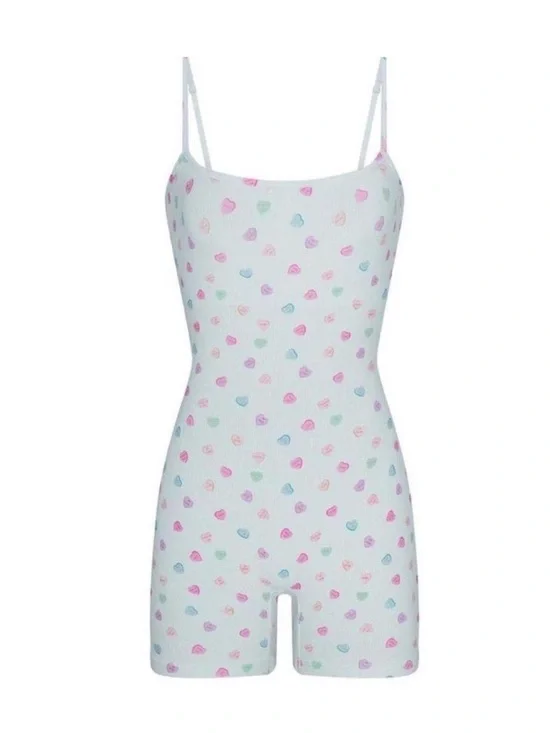 SKIMS Cloud Candy Heart Soft Lounge Scoop Neck Onesie NEW Size XL