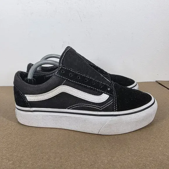 Vans Old Skool Platform Womens Black And White Size 6.5 Platform Shoes Sneakers