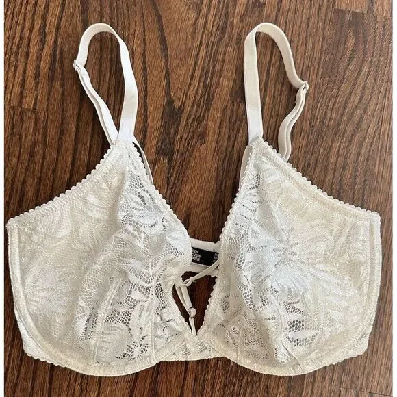 Victorias Secret Very Sexy‎ Ivory Metallic Unlined Plunge Bra Size 32DDD