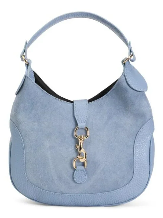 ISADORA Made In Italy Suede Flap And Lobster Hook Hobo