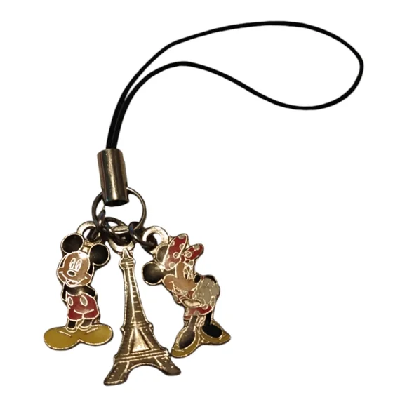 Disney mickey mouse and Minnie mouse Eiffel tower phone charm