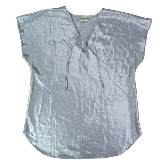 Delicate Treasures Intimates Lavender Shimmery Satin Nightie Night Gown Large