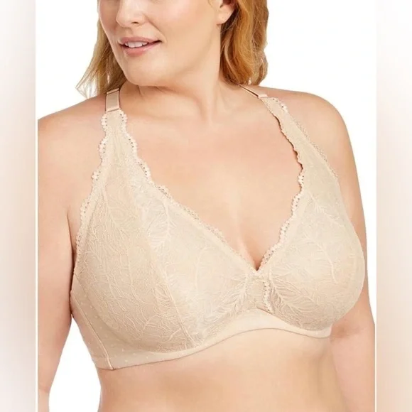 NWT INC lace halter back bralettes in nude