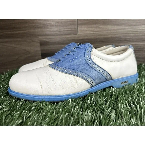 ECCO Womens Classic Tour Hybrid Spikeless Golf Shoes White-Cobalt EU‎ 38 7 7.5