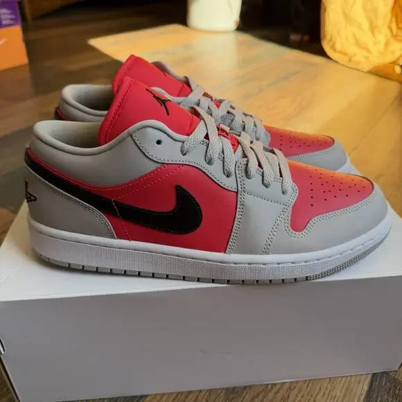 Nike Air Jordan 1 Low Light Iron Ore Black Siren Red Womens 11 DC0774-060