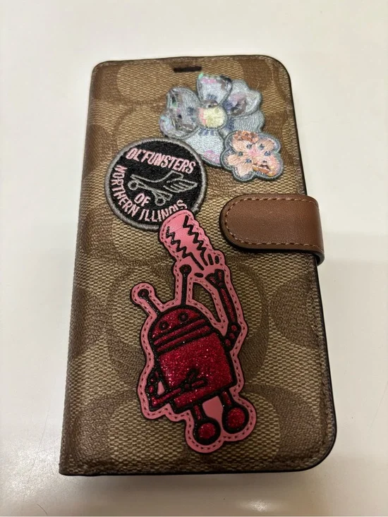 Coach x Keith Haring Brown Signature Canvas Phone Wallet Case