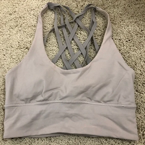 Women's lululemon light purplish/grey Strappy Sports Bra size 4