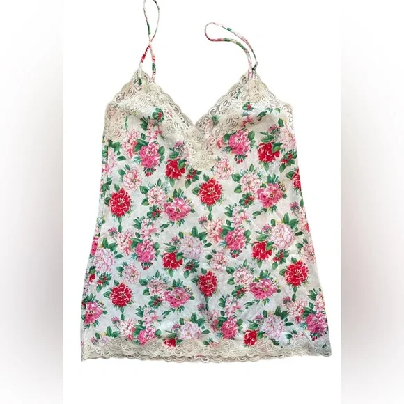 Vintage Victoria Secret‎ Night Gown Sleepwear Cami Large Floral Gold Label Lace