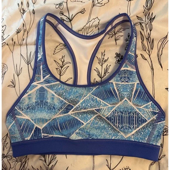 C9 by Champion Abstract Blue Print PowerCore Sports Bra, Size Large‎