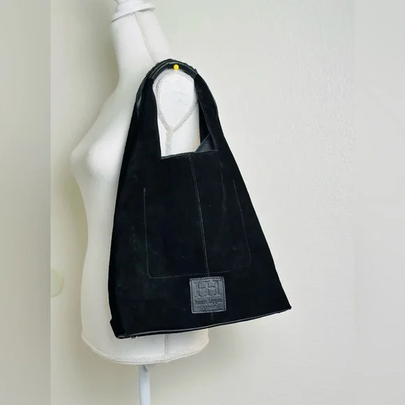 Haute Hippie Black Suede Hobo Bag With Detachable Pouch