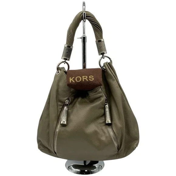Michael‎ Kors Tonne Shoulder Bag Hobo Taupe Leather Designer Purse Handbag