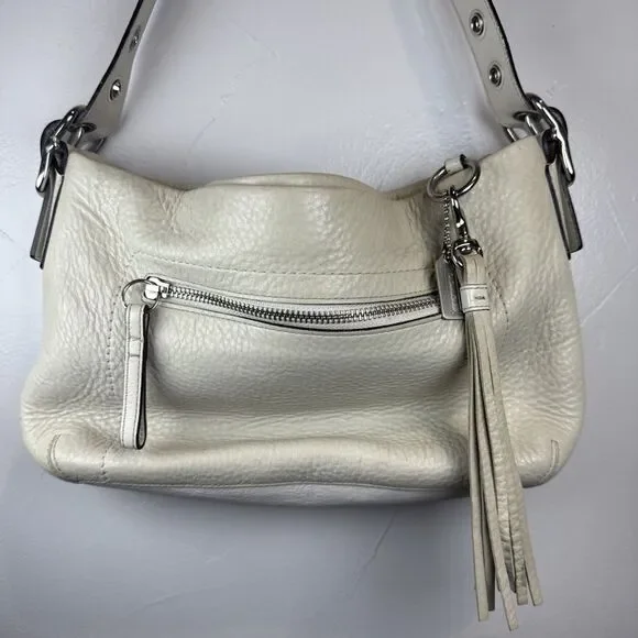 Coach East West Legacy Duffle Hobo Shoulder Bag Bone Pebble
