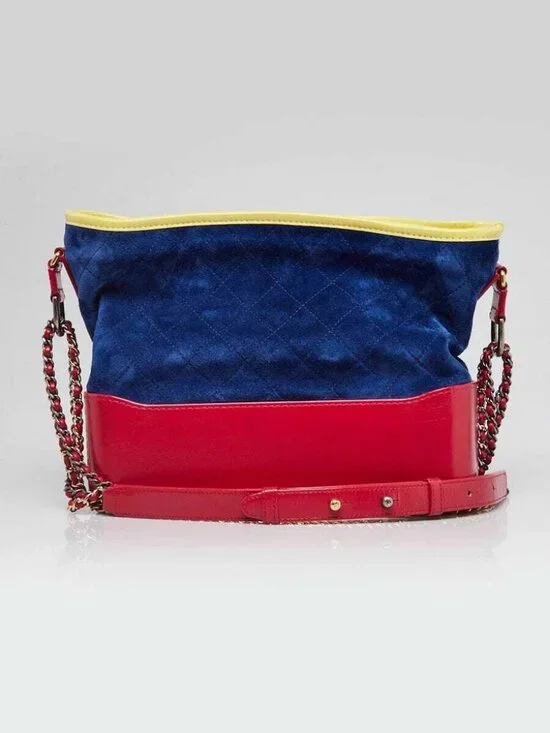 Chanel Multicolor Quilted Suede and Leather Medium Gabrielle Hobo Bag