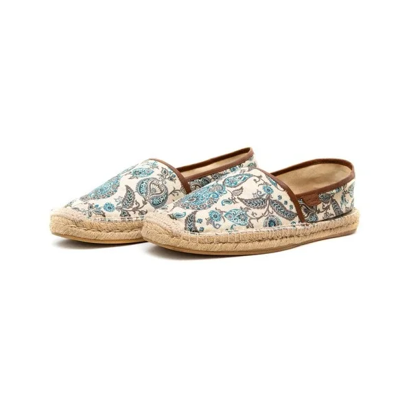 GUCCI Men's Cloth espadrilles Creme and multicolor paisley print Flats Size US 9