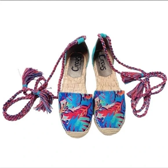 Sam Edelman Women's Lenora Canvas Espadrille Shoe Ankle Tie Size 8