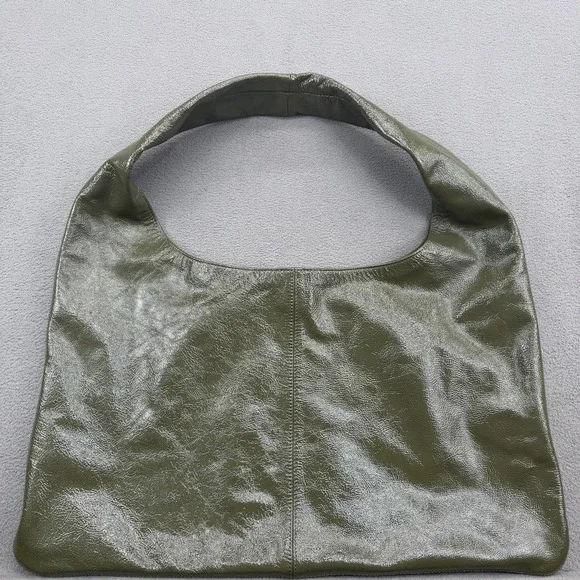 Arket Shiny Leather Hobo Shoulder Bag Khaki Green Large Oversized
