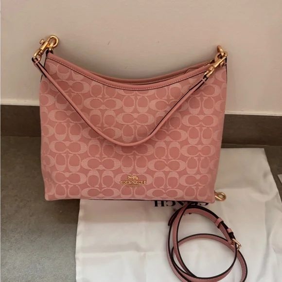 Coach Pink Signature Jacquard Shoulder Bag - Coach