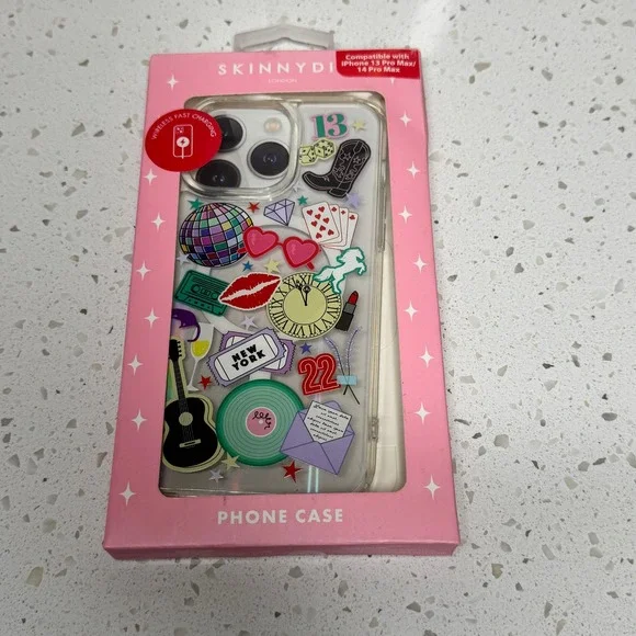 Skinnydip London iPhone 13 14 Pro Max Case Collage Sticker Print Clear NIB