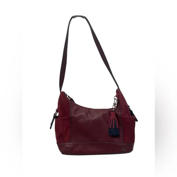 The Sak Marrón Soft Leather and Suede Hobo Zip Shoulder Handbag Purse