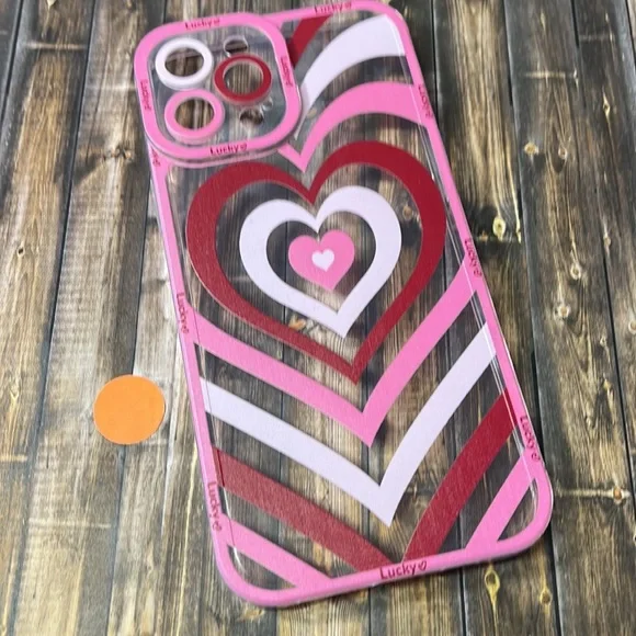 5for$10 Looped Pink Red Heart Transparent Lucky IPhone 12 Pro Max Phone Case