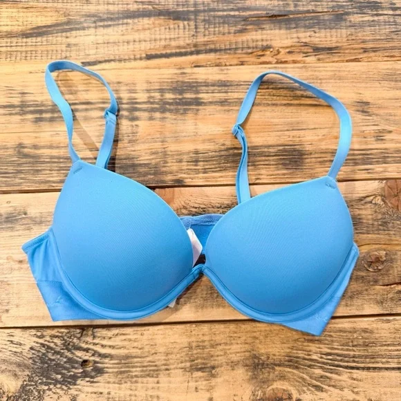 PINK Victorias Secret Blue Push Up Bra