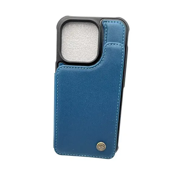 Lot of 4 iphone 15 Pro Max Wallet Magnetic Case Blue Faux Leather Folio-Style