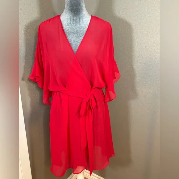 Gorgeous Soma Silky Sheer Red Robe Size XL