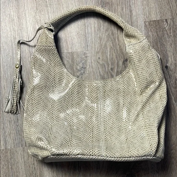 Maxine Couture Mamba Hobo Snakeskin Embossed Leather Handbag