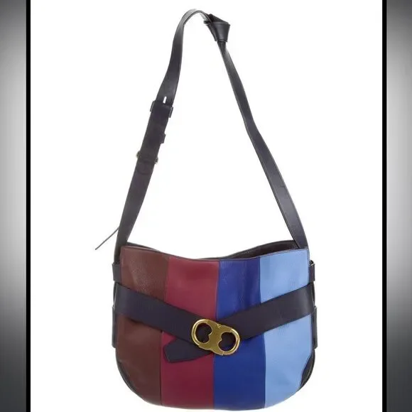 TORY BURCH Gemini Link Striped Multi Belted Hobo Cross Body Bag