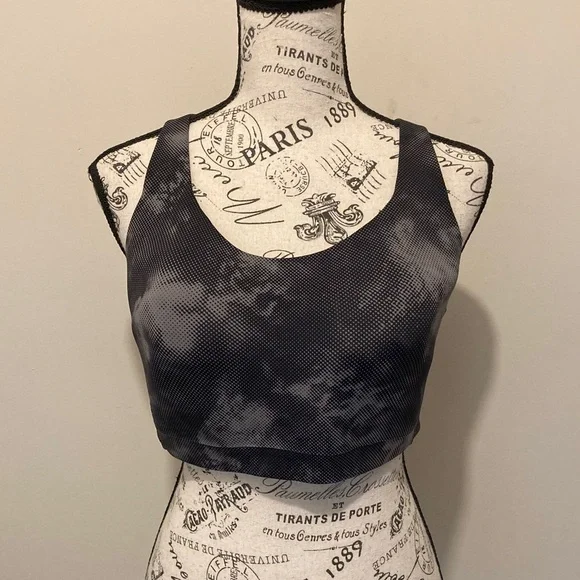 Athleta Black Tie-Dye Sports Bra