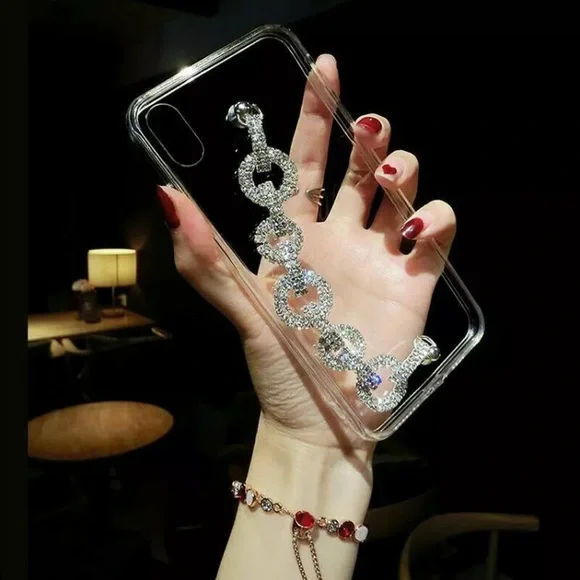 Glossy Clear iPhone Case w/Bling Bracelet💎