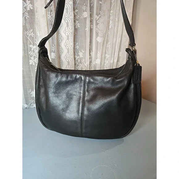 Vintage Coach Black Crossbody Pre94 4017 Light Hobo Leather Bag Large Zip (s2)