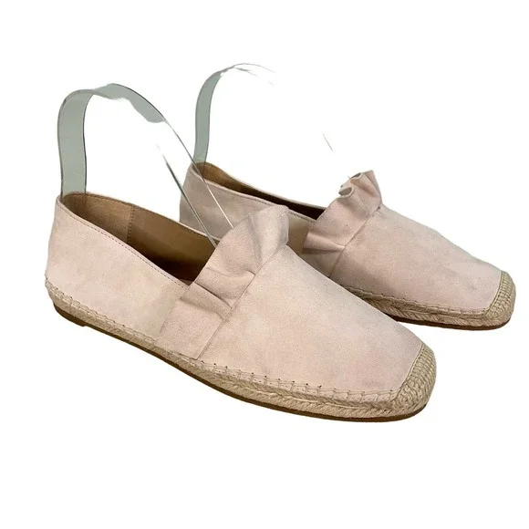 Michael Kors Women's Cream Slip On Suede Round Toe Espadrille Loafers Size 6