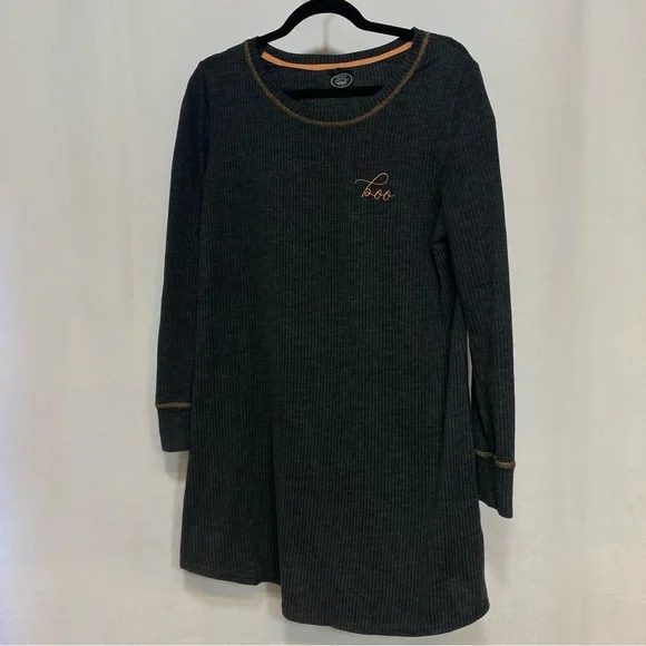 Laura Ashley Gray Sleep Shirt‎ Nightgown Medium Boo Halloween Crewneck Cozycore