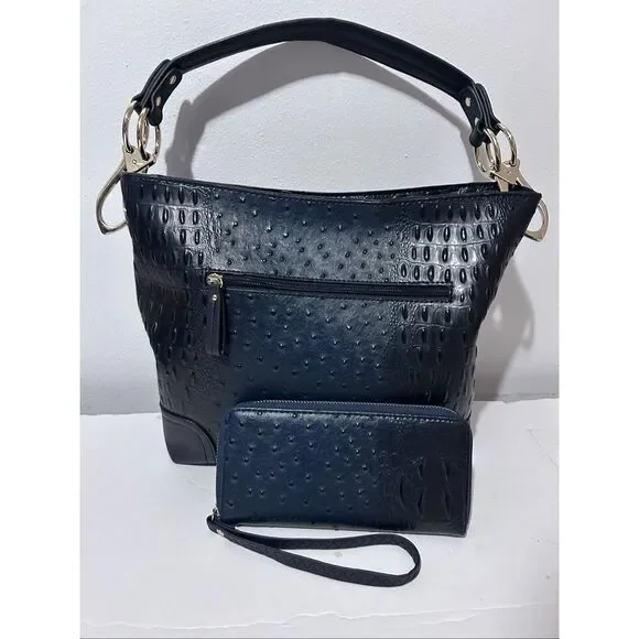 MKF Collection Wandy Vegan Leather Navy Womens Hobo & Clutch Wallet Set by Mia K