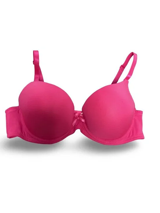Padded Push‎ Up T-Shirt Bra Womens 36C Pink Fuchsia Underwire Adjustable Smooth