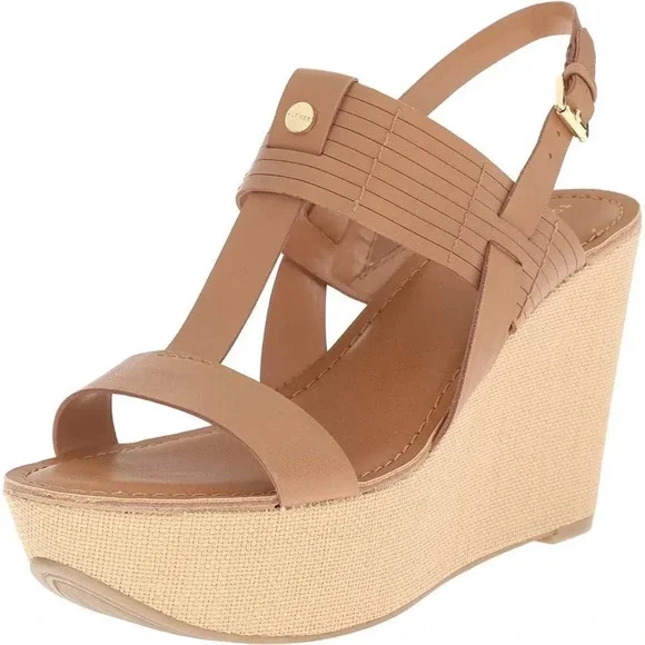 Tommy Hilfiger Tan Fiona Espadrille Vacation Sandal Wedges Shoes