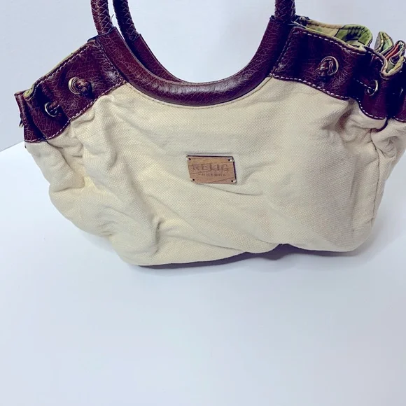 Relic | Canvas Floral Flower One Side RELIC On Other | Brown Rope around Handle